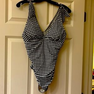 Black and white checked swimsuit